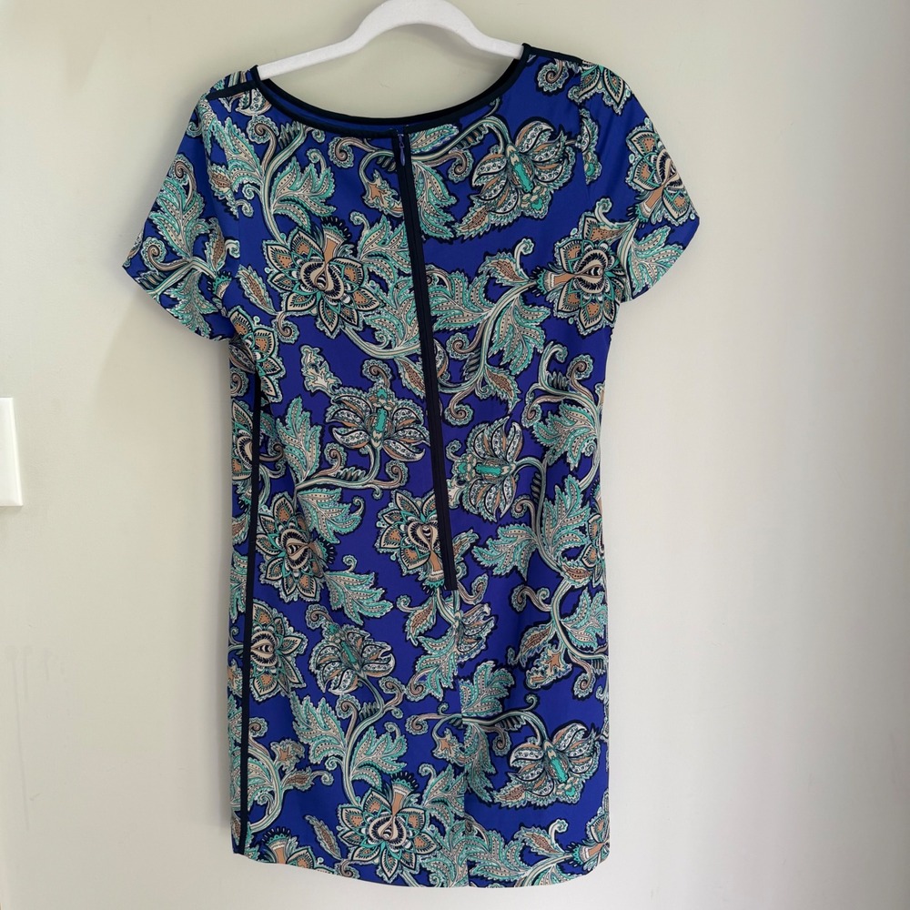 LOFT Shift Dress Short Sleeve Purple Paisley Floral Print Size 6P Petite - Picture 2 of 13